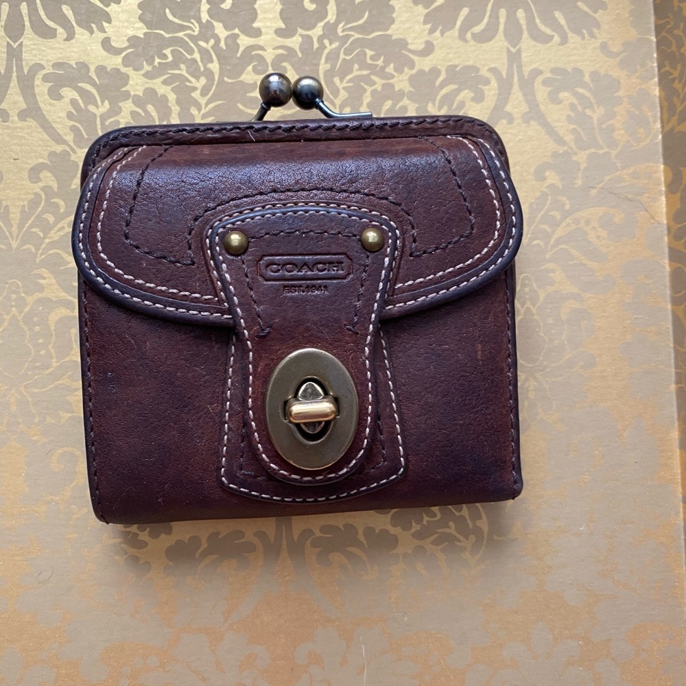 Coach leather wallet with framed coin purse